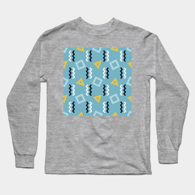 Memphis 80s Style Graphic Design Pattern Long Sleeve T-Shirt by DankFutura